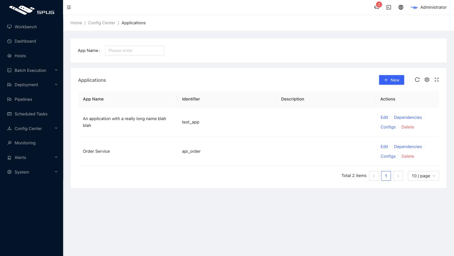 Application configuration